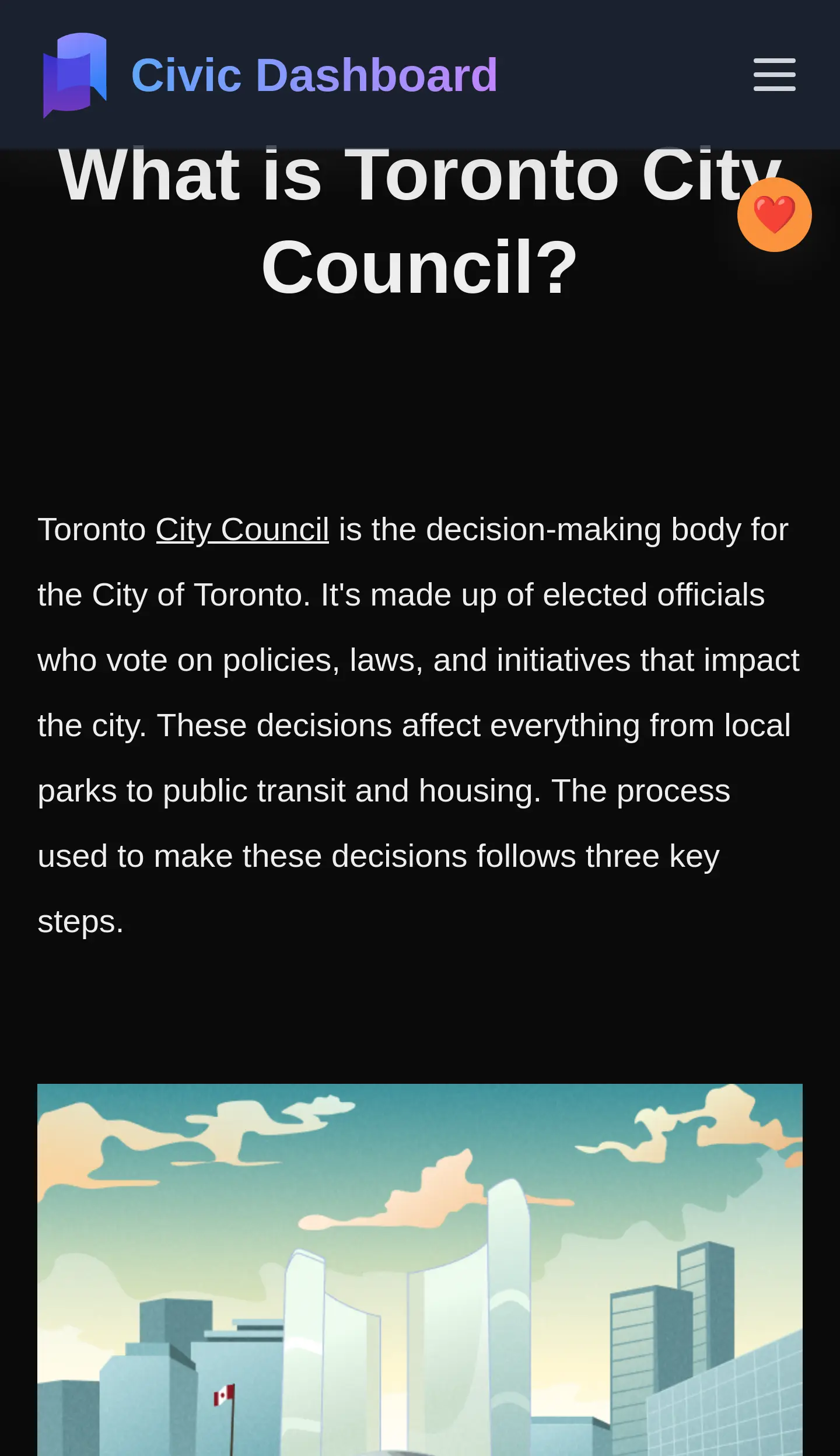 Civic Dashboard's How Council Works screen