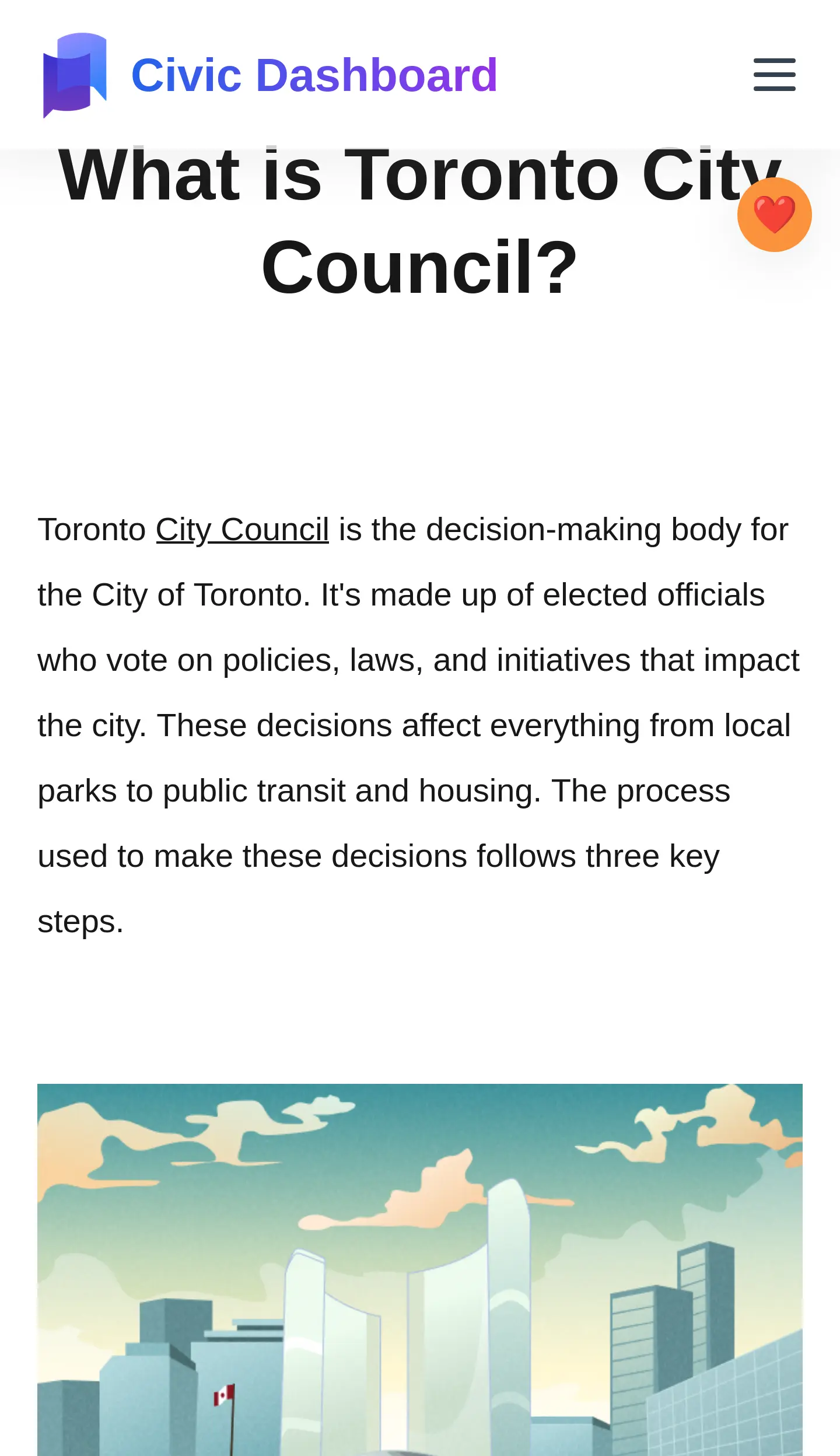 Civic Dashboard's How Council Works screen